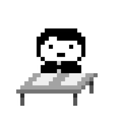 Obraz premium ドット絵のキャラ(高校生男子_机)