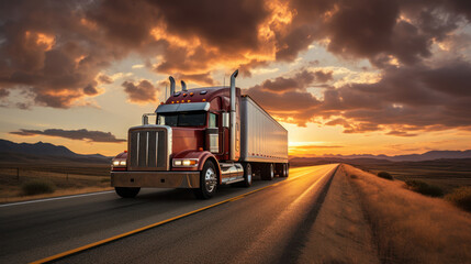 Mighty semi trucks transporting heavy loads with ease - obrazy, fototapety, plakaty