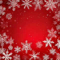 Fototapeta na wymiar red Christmas Background with white snowflakes
