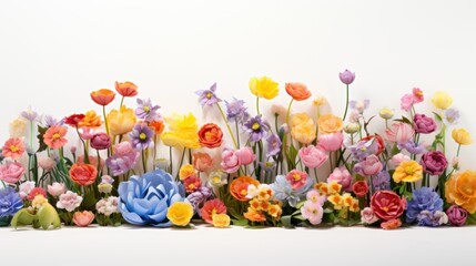 Fototapeta na wymiar Flowers blooming against a pristine white background