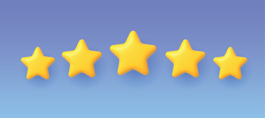 3d yellow and white Stars in cartoon style. For Rating or quality symbol. Vector illustration