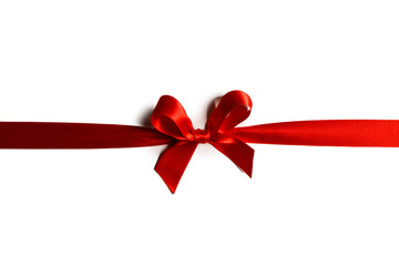 Shiny red satin ribbon bow
