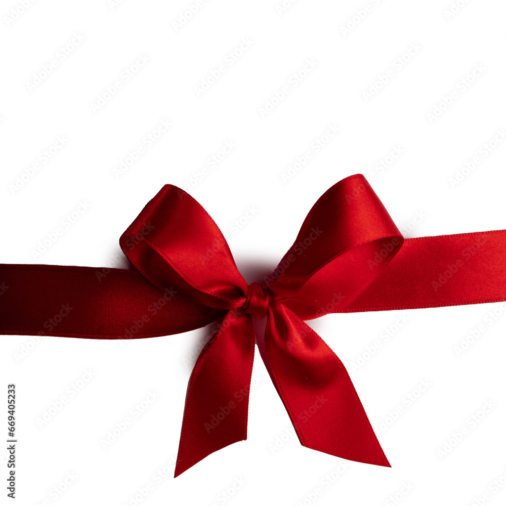 Sticker shiny red satin ribbon bow