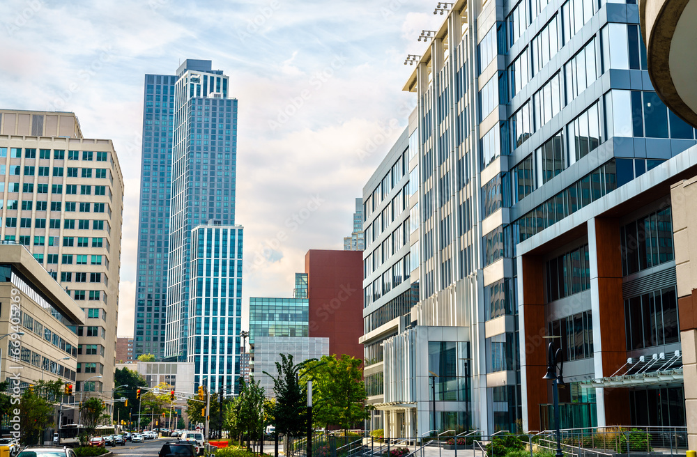 Poster architecture of jersey city at exchange place in new jersey, united states