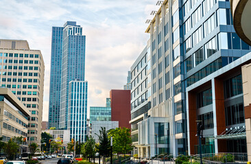 Architecture of Jersey City at Exchange Place in New Jersey, United States