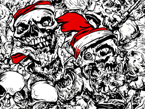 Skull santa pirate vector illustration