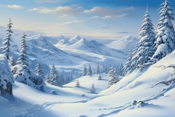 Fototapeta na wymiar 雪に覆われた山の風景
