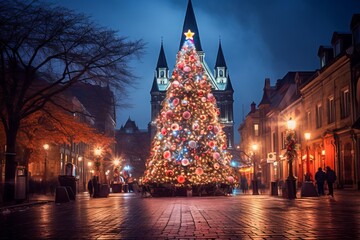 クリスマスの夜の街角