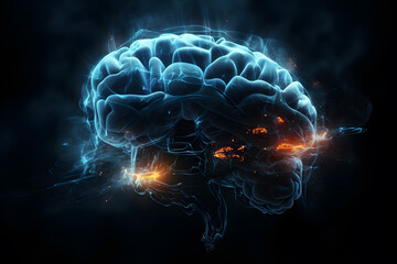 Cerebral Radiance: Glowing Brain Abstract
