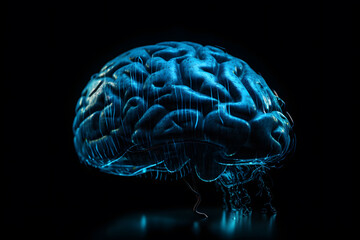 Neural Luminescence: Glowing Blue Cerebrum

