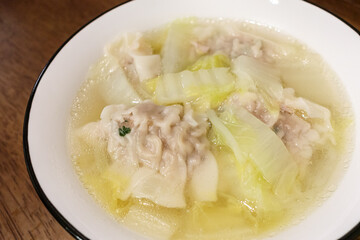 	餃子スープの俯瞰撮影