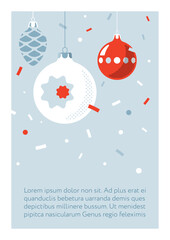 Christmas card template in gray and red tones