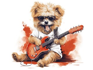 dog with a guitar