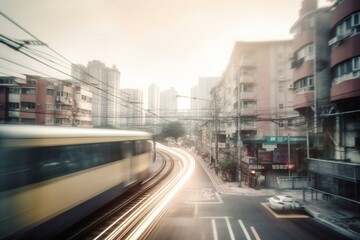 Fototapeta na wymiar blurred urban scenery. Generative AI