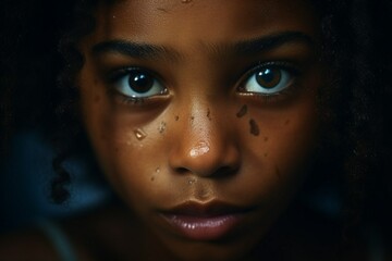 Striking eyes of an African American child