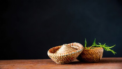 Handicraft handmade from natural product, wicker basket, woven bamboo plate and basket, weave...