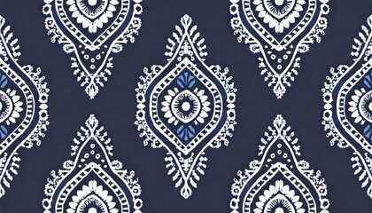 Beautiful Ethnic abstract ikat art. Seamless Kasuri pattern in tribal,folk embroidery,and Mexican style - obrazy, fototapety, plakaty