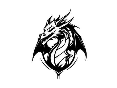minimalist dragon logo design