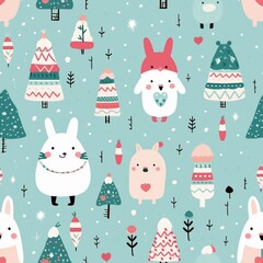 christmas seamless snowflakes and Style Kid's Clothes Pattern