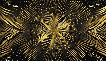 Golden sparkling glitters abstract background, luxury black acrylic paint