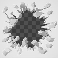 A wall background exploding with a hole breaking through it design