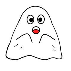 The ghost icon made of flying cloth is usually the icon used during Halloween. Usually has a scary or funny expression