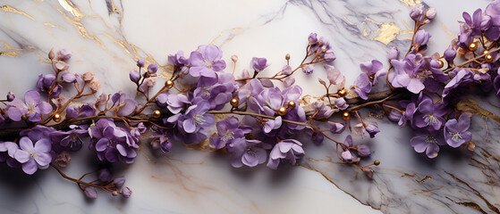 Creative layout made of flowers on color background, top view. Banner design