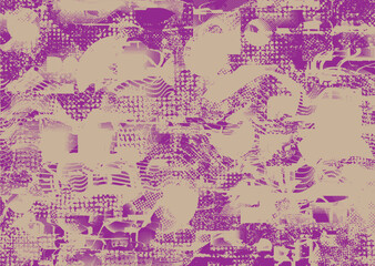 Glitch distressed grungy isolated layers . Design element for brochure, social media, posters, flyers. Overlay texture.Textured banner with Distress effect .Vector halftone dots . Screen print texture