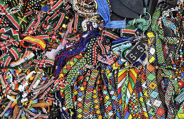 Colorful traditional jewelry of Masai tribe, Africa