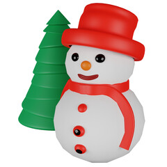 Cute cartoon 3d Christmas decoration element set isolate background.3D rendering