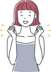 笑顔でガッツポーズをする女性のイラスト素材