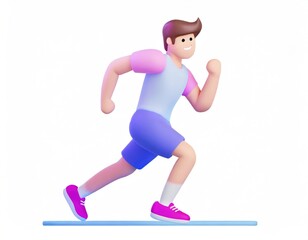 Fototapeta na wymiar 3D Character men with exercise clothes running. Man Run Exercise Jogging Marathon Speed Leader. AI generated.