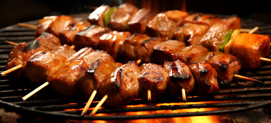 A grill with chicken on it and flames on the grill Flavorful Grilled Beef Tikka Botti for Eid ul...