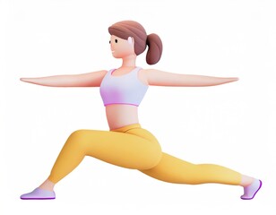 3D Character with fitness yoga, Yoga in standing position, fitness cartoon practice yoga. AI generated.