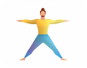 Fototapeta na wymiar 3D Character with fitness yoga, Yoga in standing position, fitness cartoon practice yoga. AI generated.