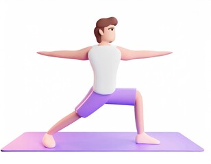 Fototapeta premium 3D Character with fitness yoga, Yoga in standing position, fitness cartoon practice yoga. AI generated.