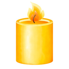 burning candle isolated on white background
