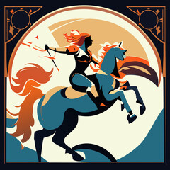 Illustration of a medieval knight riding a horse. Vector illustration. generative AI