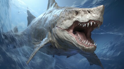 white shark - obrazy, fototapety, plakaty