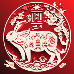 Happy Chinese New Year 2021. Year of the Rabbit. Lunar New Year. Generative AI