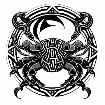 Graphic illustration of a scorpion in the Celtic style. Vector image. Generative AI