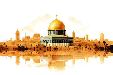  Dome of the Rock Jerusalem illustration - obrazy, fototapety, plakaty