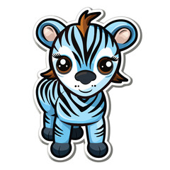 Zebra sticker design graphic, cute happy style, colorful