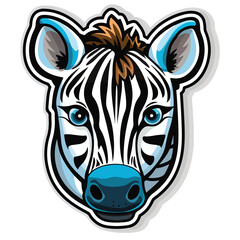 Zebra sticker design graphic, cute happy style, colorful