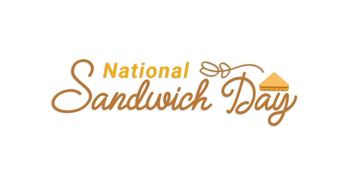 National Sandwich Day text animation. Handwritten calligraphy with alpha channel. Great for events, celebrations, promotions, and festivals. Transparent background, easy to put into any video.