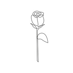 Rose one line. Vector drawing.
