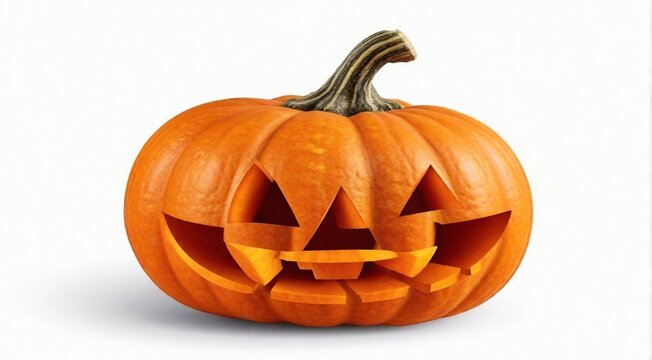 halloween pumpkin isolated on white, orange halloween pumpkin, halloween scary pumpkin on white background