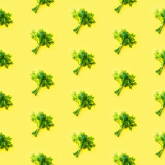 Organic natural bunch of Dill vegetable seamless photo pattern on a solid color background