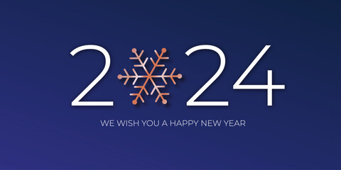 Happy New 2024 Year greeting card, sparkle banner graphic