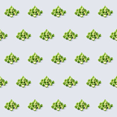 Organic natural Brussels Cabbage vegetable seamless photo pattern on a solid color background